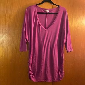 Alloy berry ruched tunic top, 3X